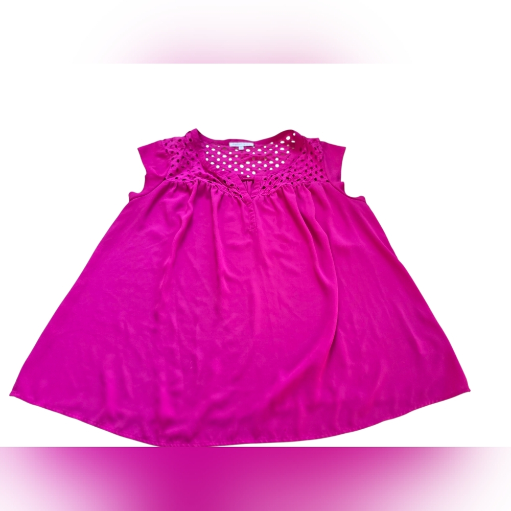 Daniel Rainn Hot Pink V Neck Tank Top With Cut Out Detail Size 2X